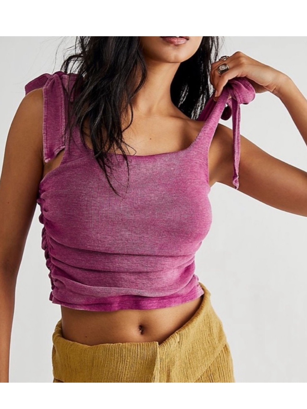 Free People Boulevard Dragon Fruit Punch Purple Ribbed Cropped Tie Tank Small